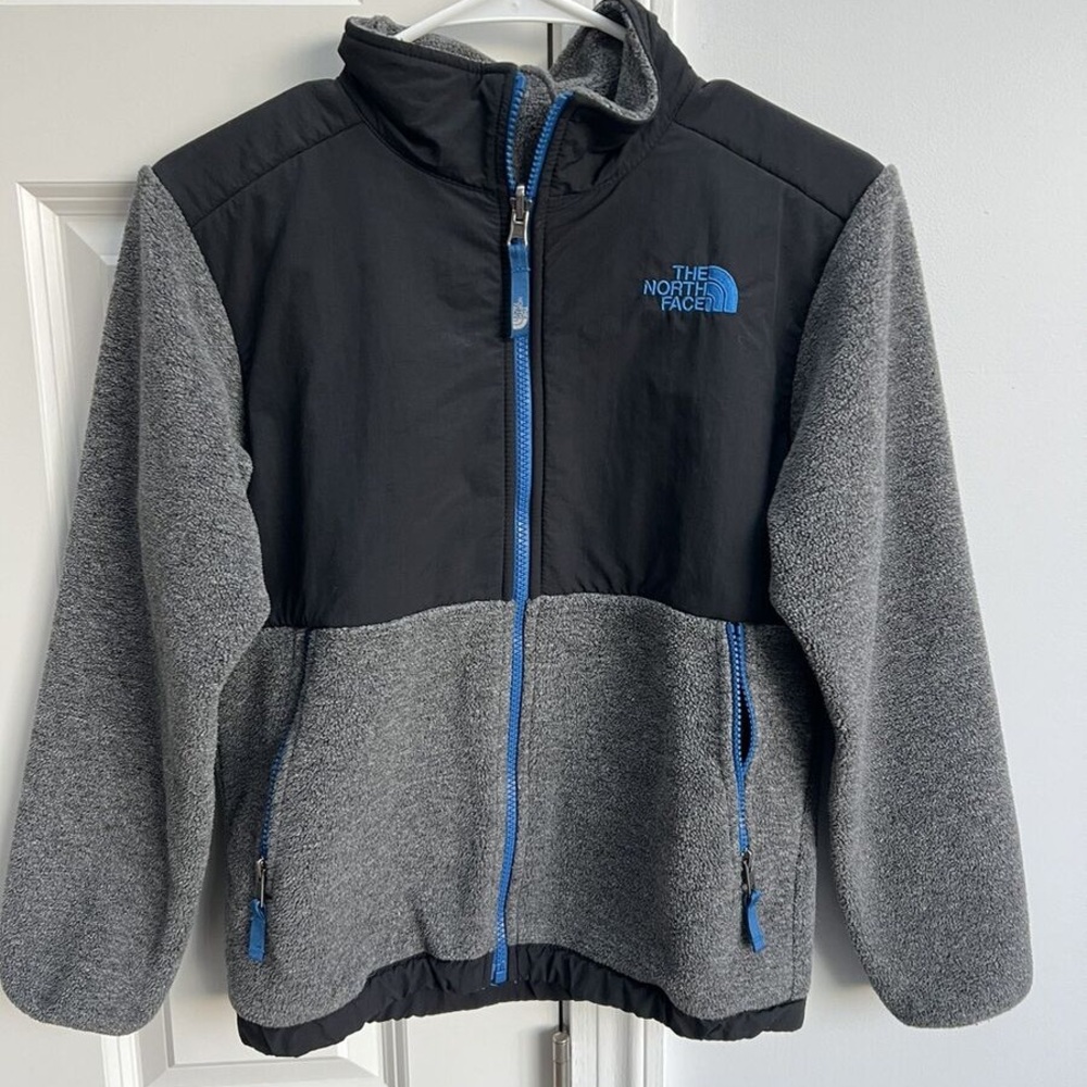 The North Face Denali Fleece Jacket Boys size 16 Fleece Full Zip Black / Gray